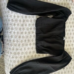Bershka Black Long Sleeve Crop Top